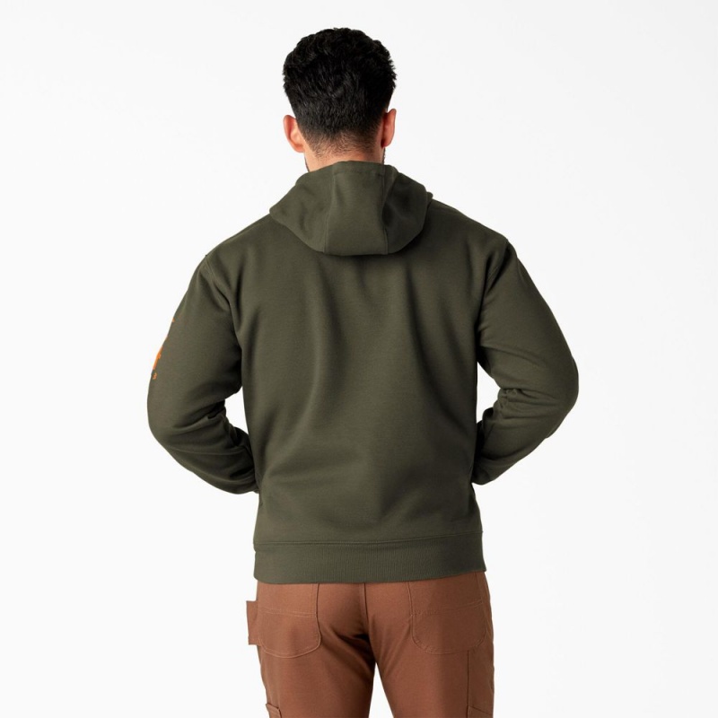 Green Men's Dickies Water Repellent Workwear Graphic Hoodie | WDS170329