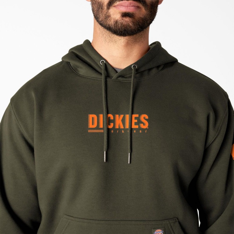 Green Men's Dickies Water Repellent Workwear Graphic Hoodie | WDS170329