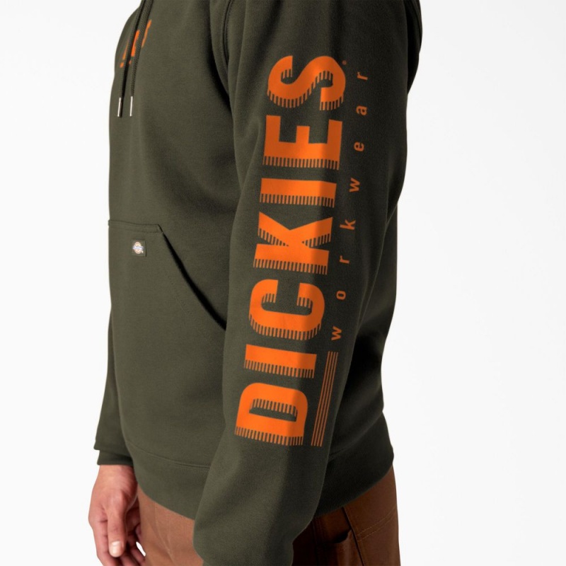 Green Men's Dickies Water Repellent Workwear Graphic Hoodie | WDS170329