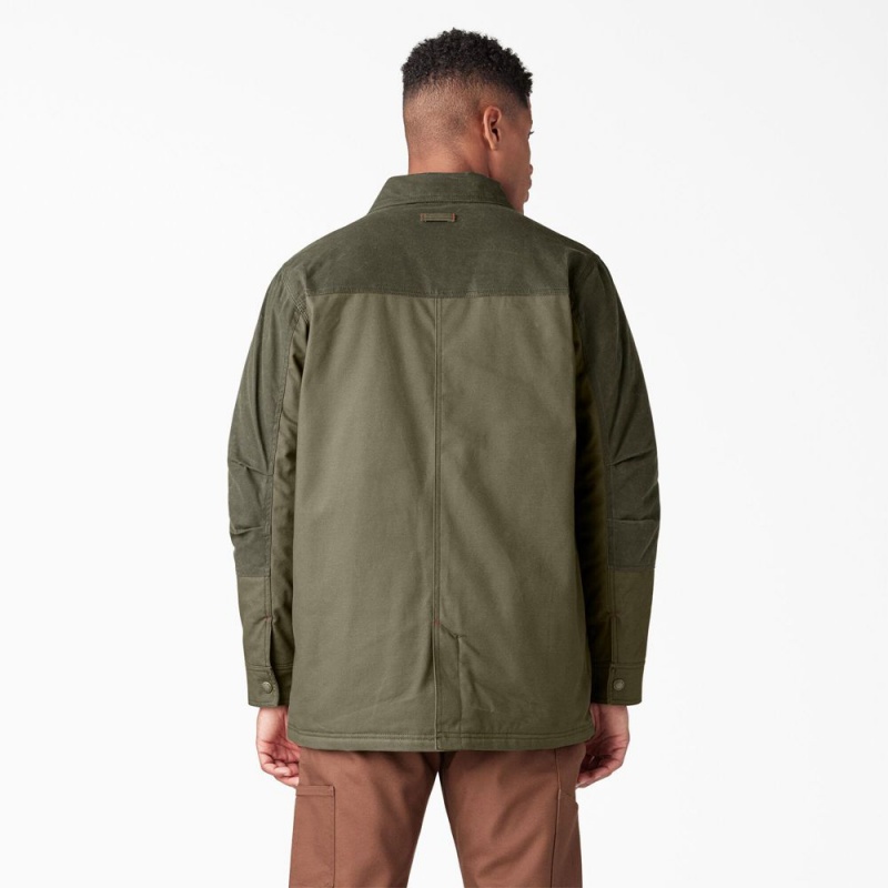 Green Men's Dickies Waxed Canvas Chore Jacket | HOC312605