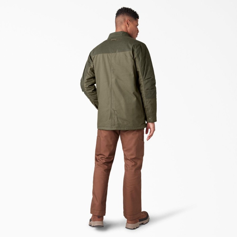 Green Men's Dickies Waxed Canvas Chore Jacket | HOC312605