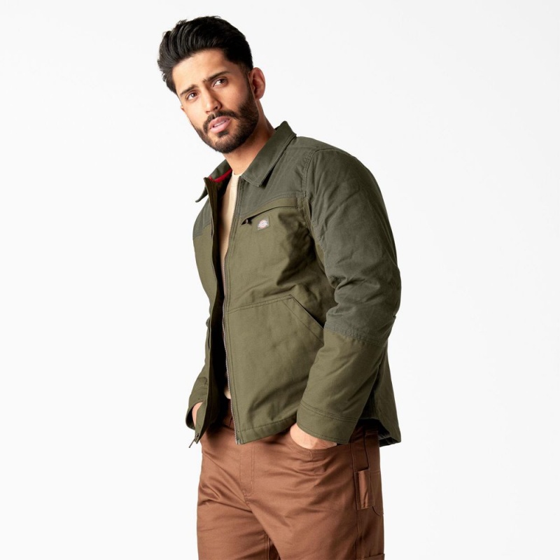 Green Men's Dickies Waxed Canvas Service Jacket | AVF674125