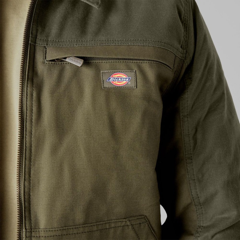 Green Men's Dickies Waxed Canvas Service Jacket | AVF674125