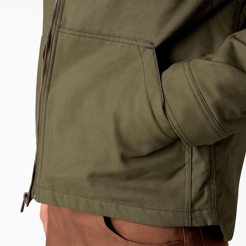 Green Men's Dickies Waxed Canvas Service Jacket | AVF674125