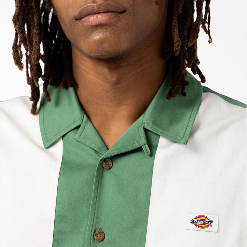 Green Men's Dickies Westover Long Sleeve Shirt | DZR914328