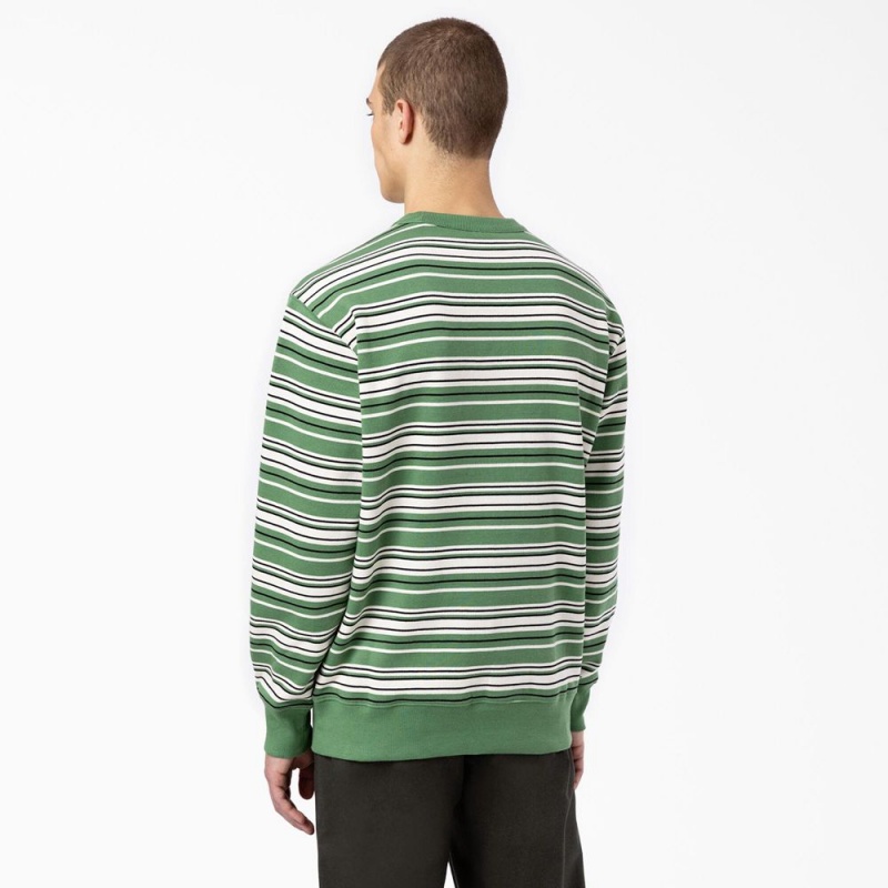 Green Men's Dickies Westover Striped Sweatshirt | IQR247608