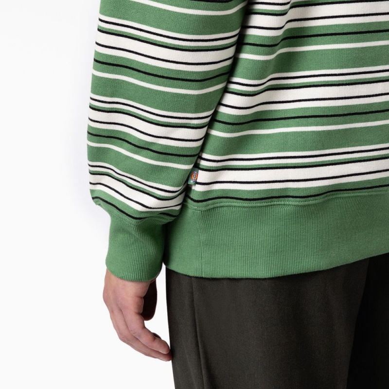 Green Men's Dickies Westover Striped Sweatshirt | IQR247608