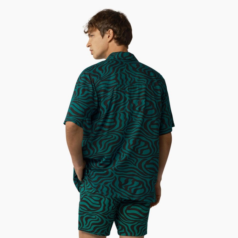 Green Men's Dickies Zebra Print Short Sleeve Shirt | QKB891763