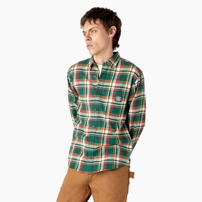 Green Men's Dickies x Jameson Flannel Shirt | GNY361247