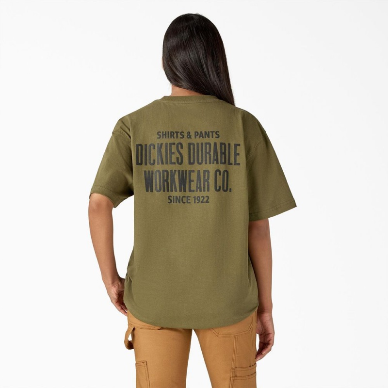 Green Women's Dickies Built to Last Heavyweight T-Shirt | PDK852096