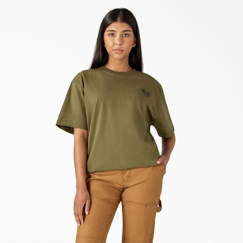 Green Women's Dickies Built to Last Heavyweight T-Shirt | PDK852096