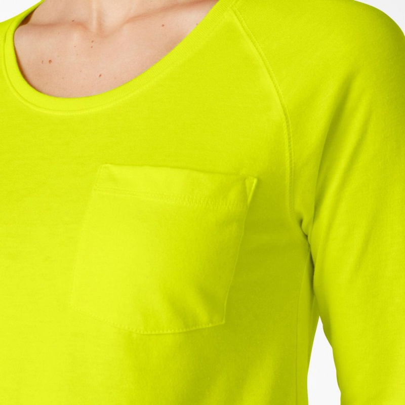 Green Women's Dickies Cooling Long Sleeve Pocket T-Shirt | FQY408526