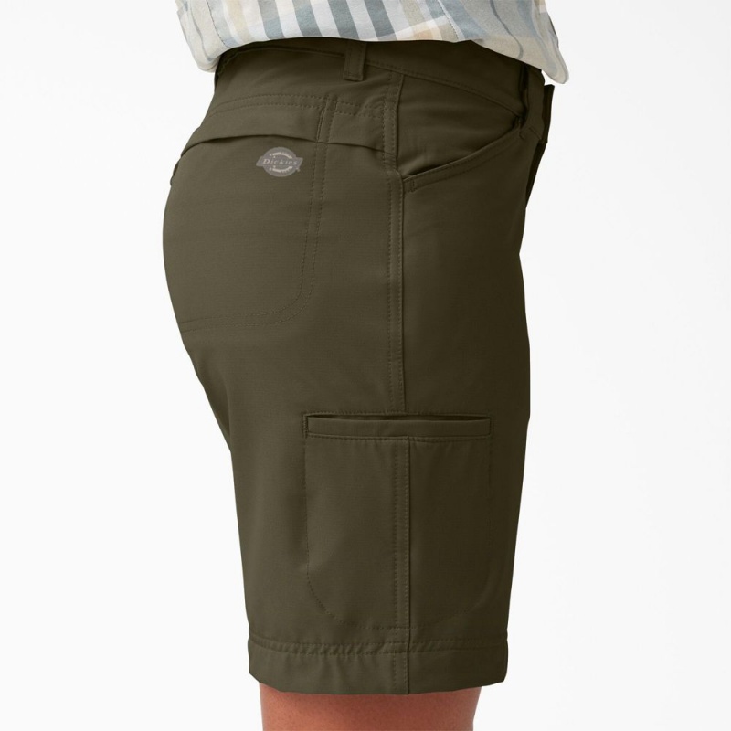 Green Women's Dickies Cooling Relaxed Fit Shorts | SON419276