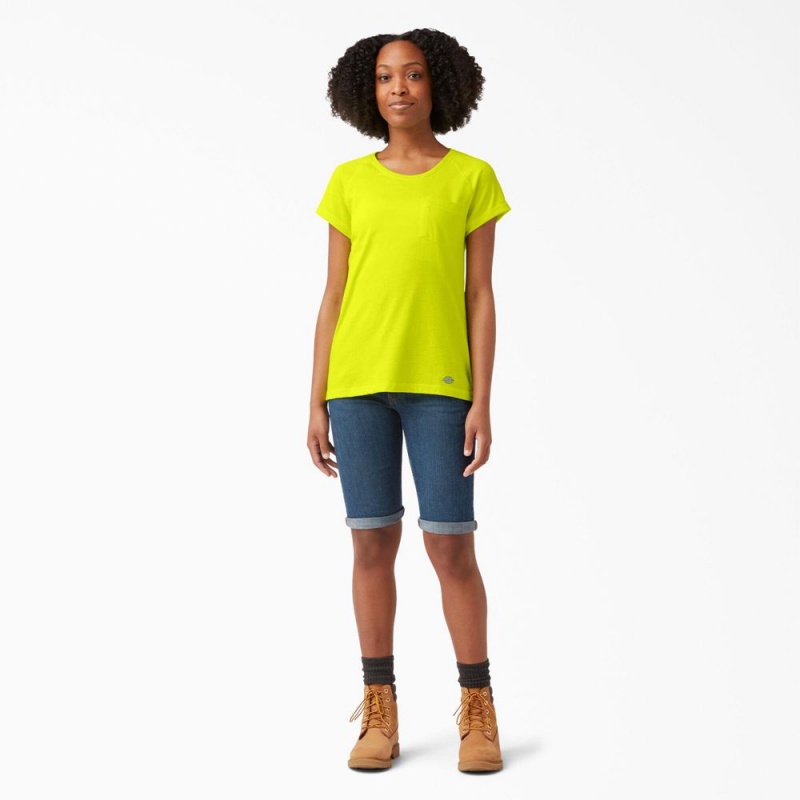 Green Women's Dickies Cooling Short Sleeve Pocket T-Shirt | TSV520481