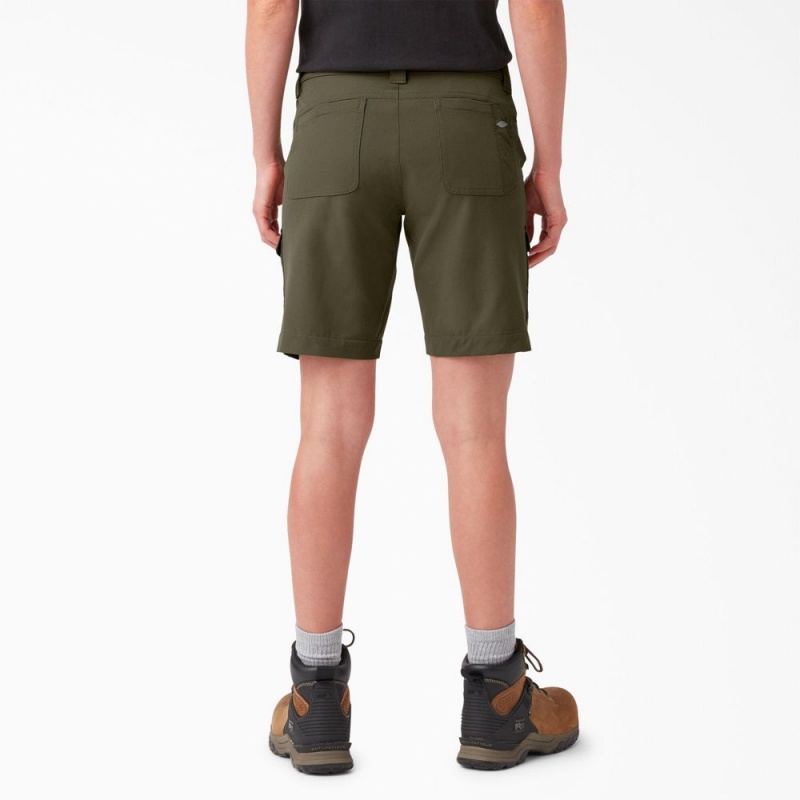 Green Women's Dickies Cooling Slim Fit Cargo Shorts | WJZ185730