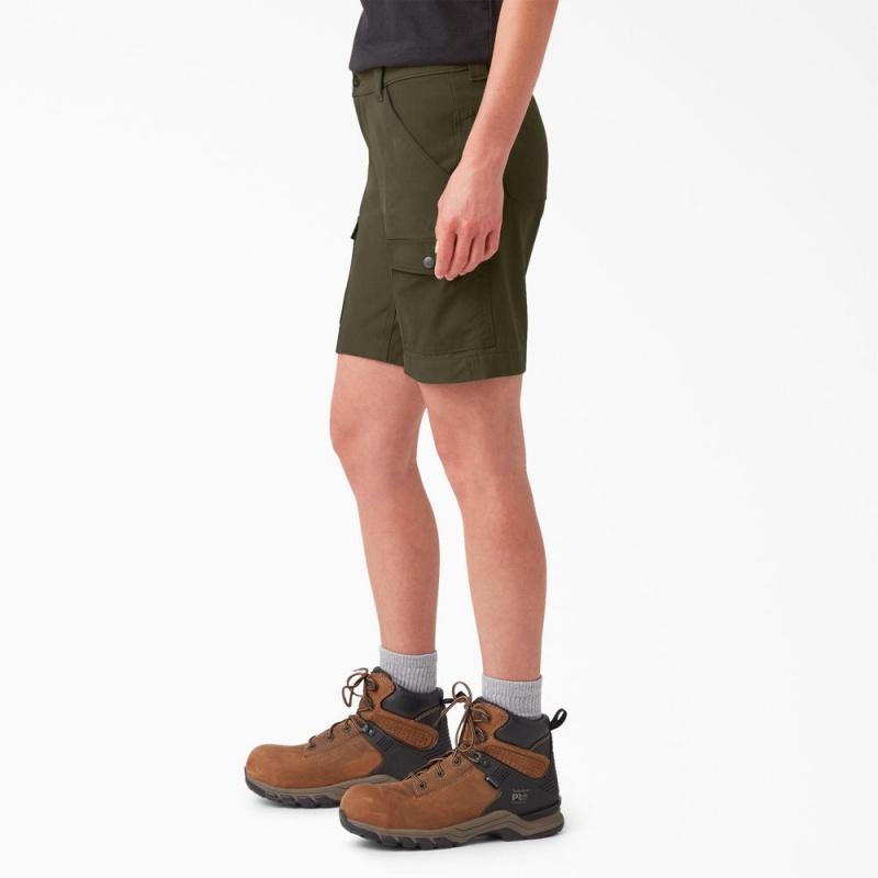 Green Women's Dickies Cooling Slim Fit Cargo Shorts | WJZ185730