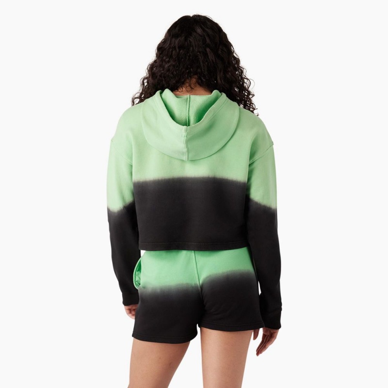 Green Women's Dickies Cropped Ombre Hoodie | DOZ072683