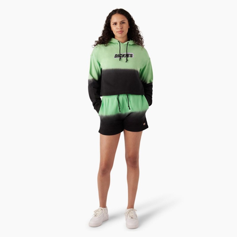 Green Women's Dickies Cropped Ombre Hoodie | DOZ072683