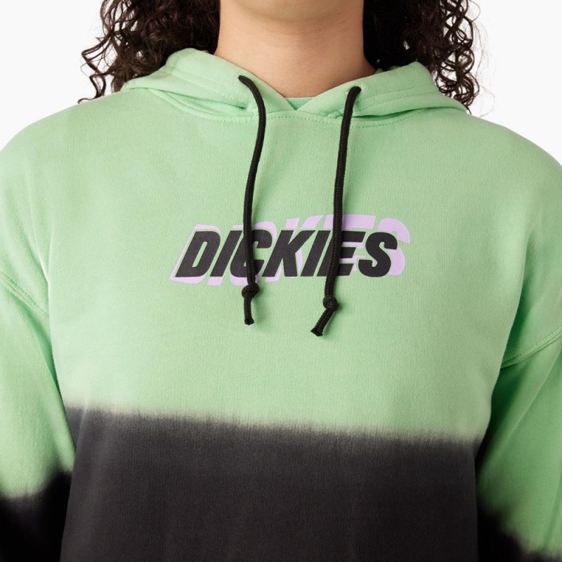 Green Women's Dickies Cropped Ombre Hoodie | DOZ072683