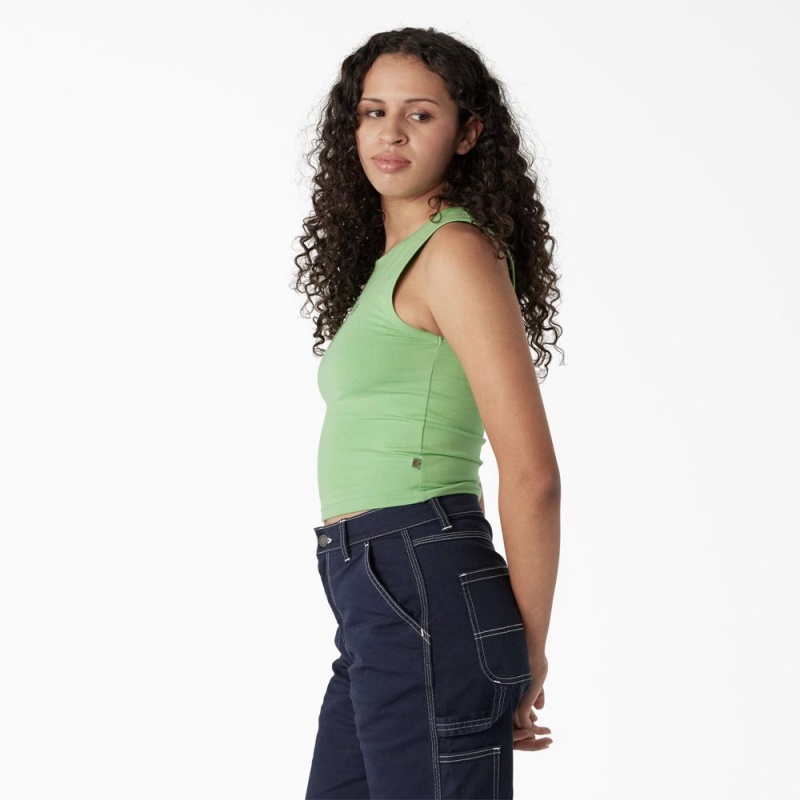 Green Women's Dickies Graphic Cropped Tank Top | SFN138259