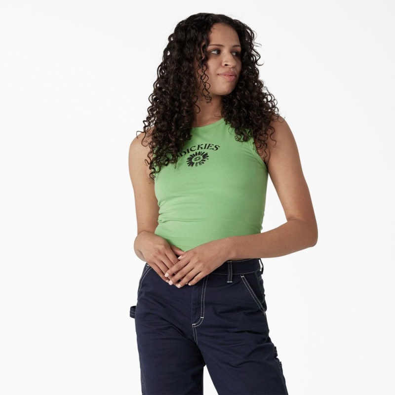 Green Women\'s Dickies Graphic Cropped Tank Top | SFN138259