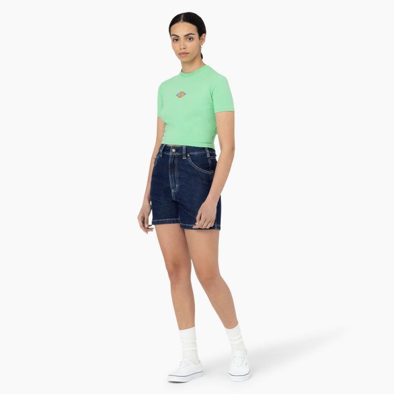 Green Women's Dickies Maple Valley Logo Cropped T-Shirt | ZTN592708