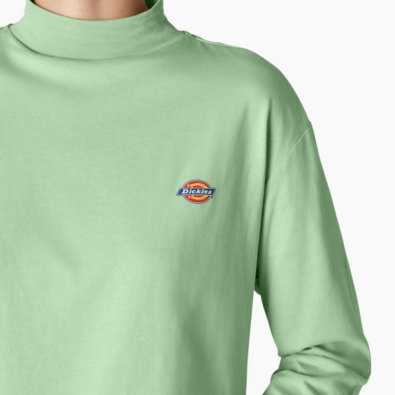 Green Women's Dickies Mapleton High Neck Long Sleeve T-Shirt | MBF536892