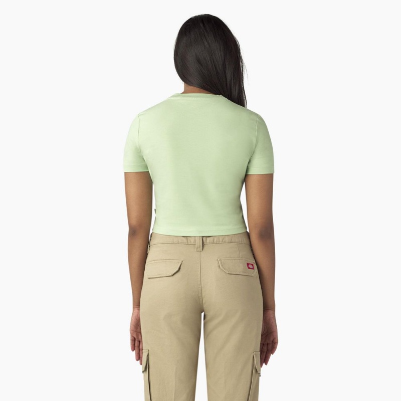 Green Women's Dickies Mayetta Cropped T-Shirt | ISR190238