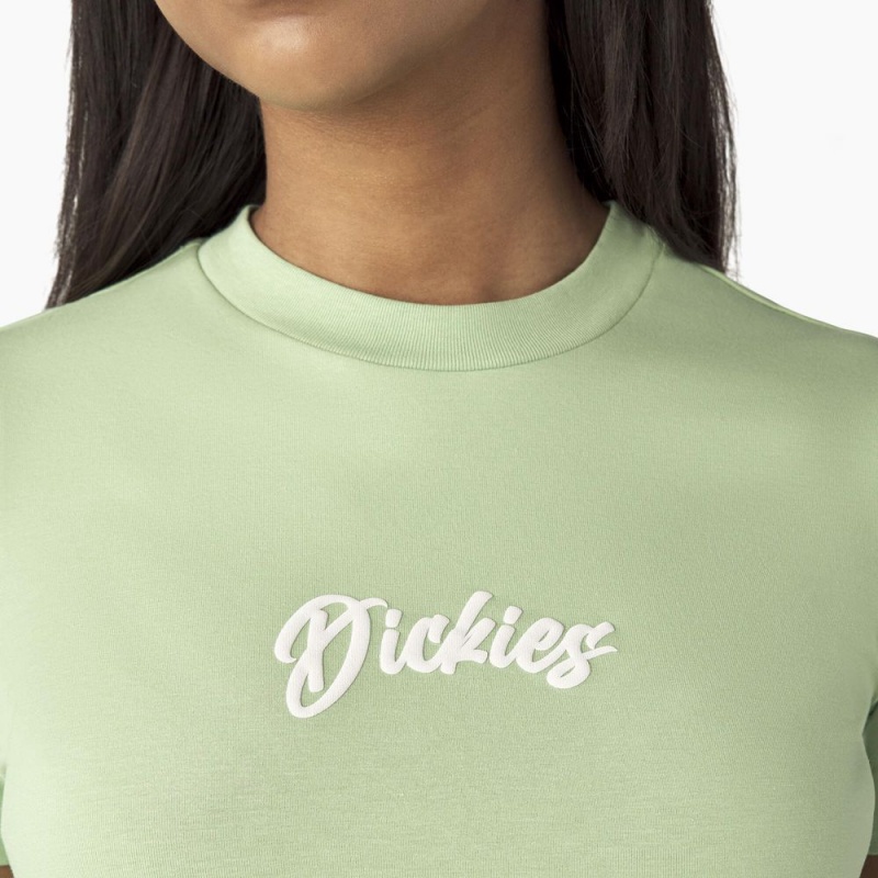 Green Women's Dickies Mayetta Cropped T-Shirt | ISR190238