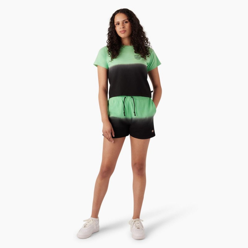 Green Women's Dickies Ombre Cropped T-Shirt | PDU053816