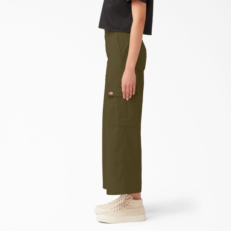 Green Women's Dickies Regular Fit Cargo Pants | JEY629317