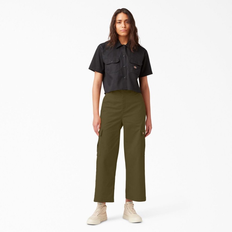 Green Women's Dickies Regular Fit Cargo Pants | JEY629317