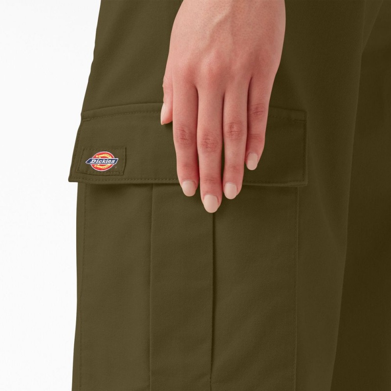 Green Women's Dickies Regular Fit Cargo Pants | JEY629317