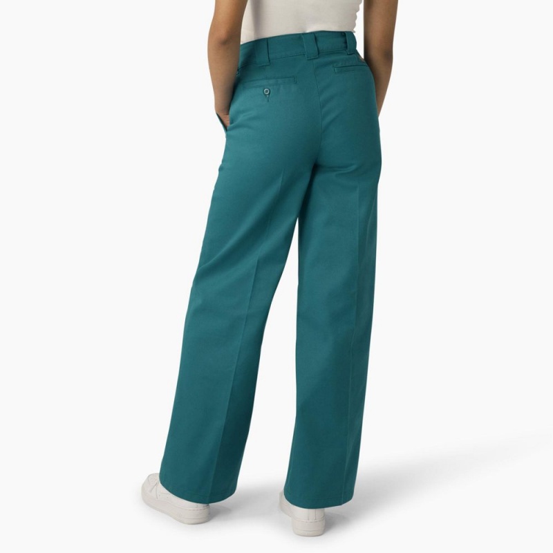 Green Women's Dickies Regular Fit Wide Leg Work Pants | XEC512037