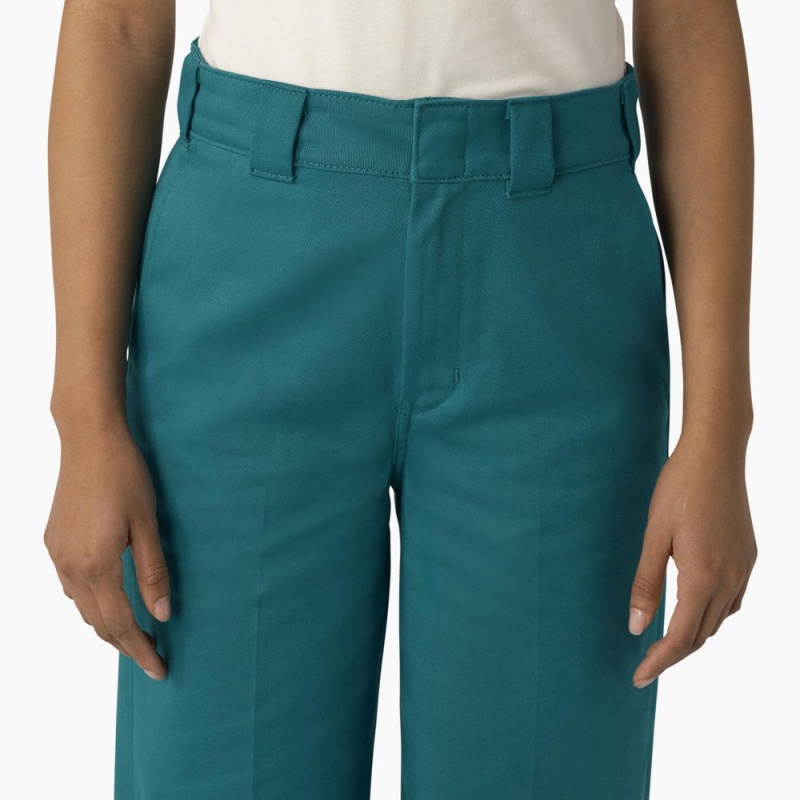 Green Women's Dickies Regular Fit Wide Leg Work Pants | XEC512037