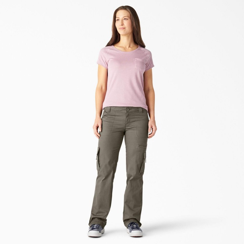 Green Women's Dickies Relaxed Fit Straight Leg Cargo Pants | PKC295761