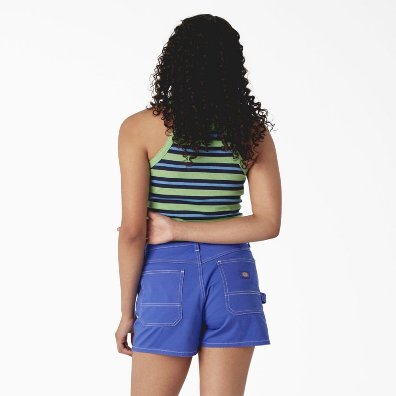 Green Women's Dickies Rib Knit Cropped Tank Top | WGJ179045