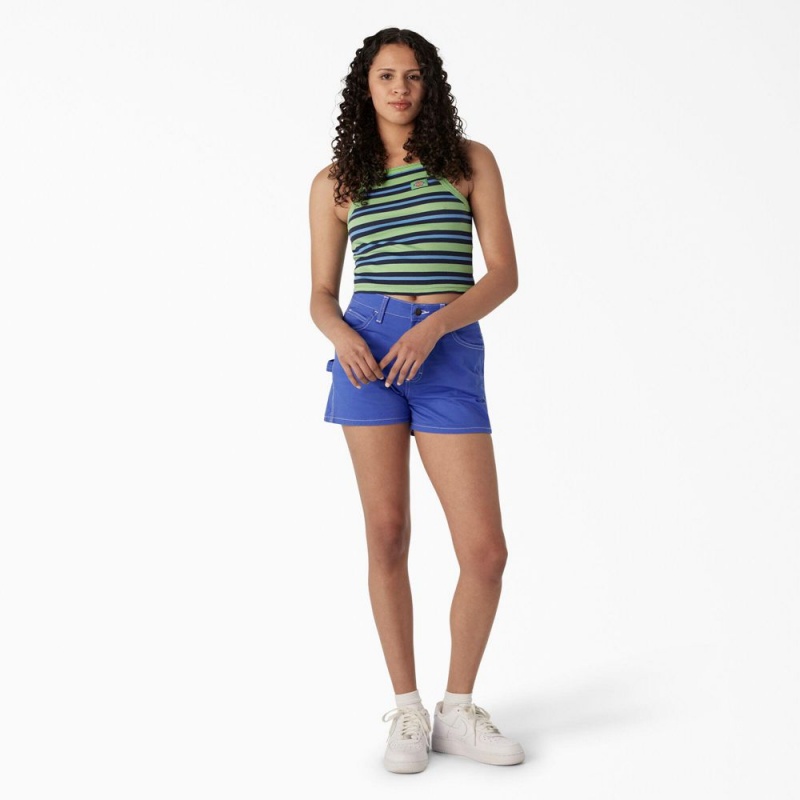 Green Women's Dickies Rib Knit Cropped Tank Top | WGJ179045