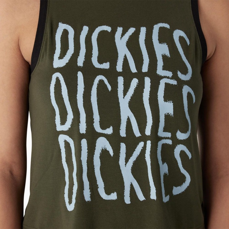 Green Women's Dickies Sporty Graphic Tank Top | QPY542670