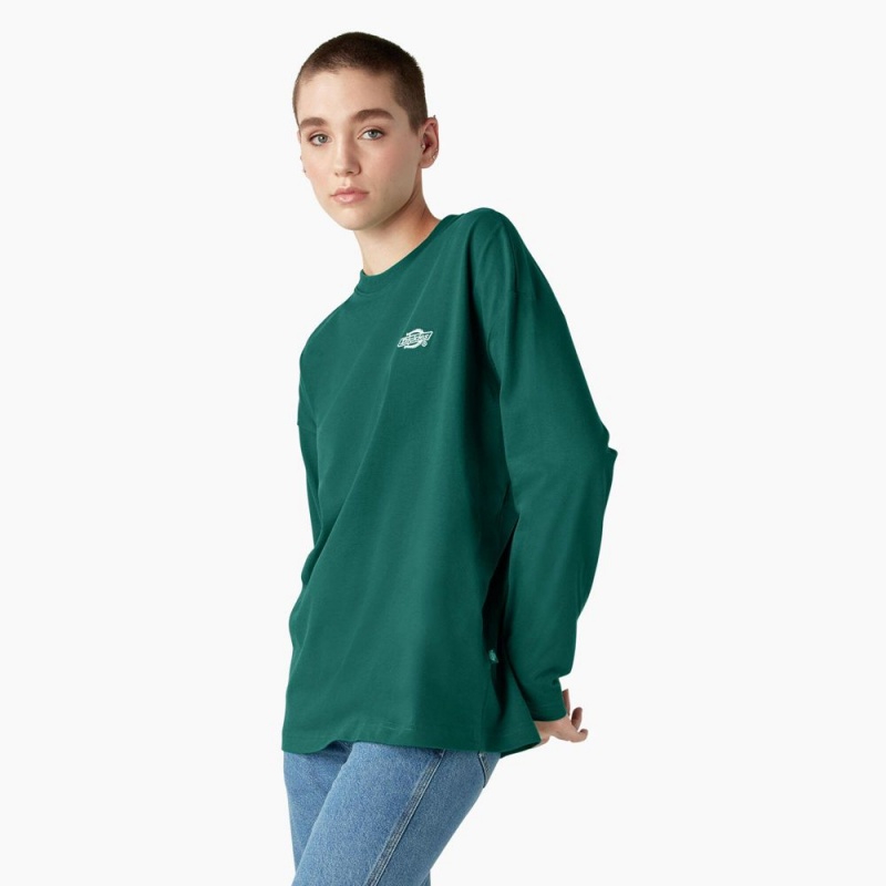 Green Women's Dickies Summerdale Long Sleeve T-Shirt | PYD935864