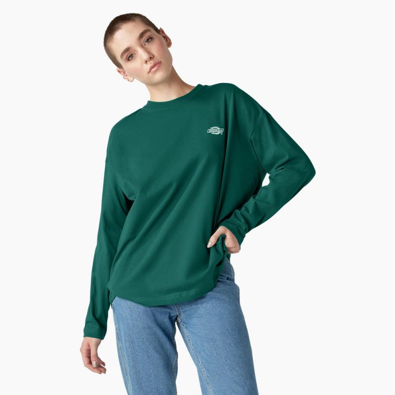 Green Women\'s Dickies Summerdale Long Sleeve T-Shirt | PYD935864