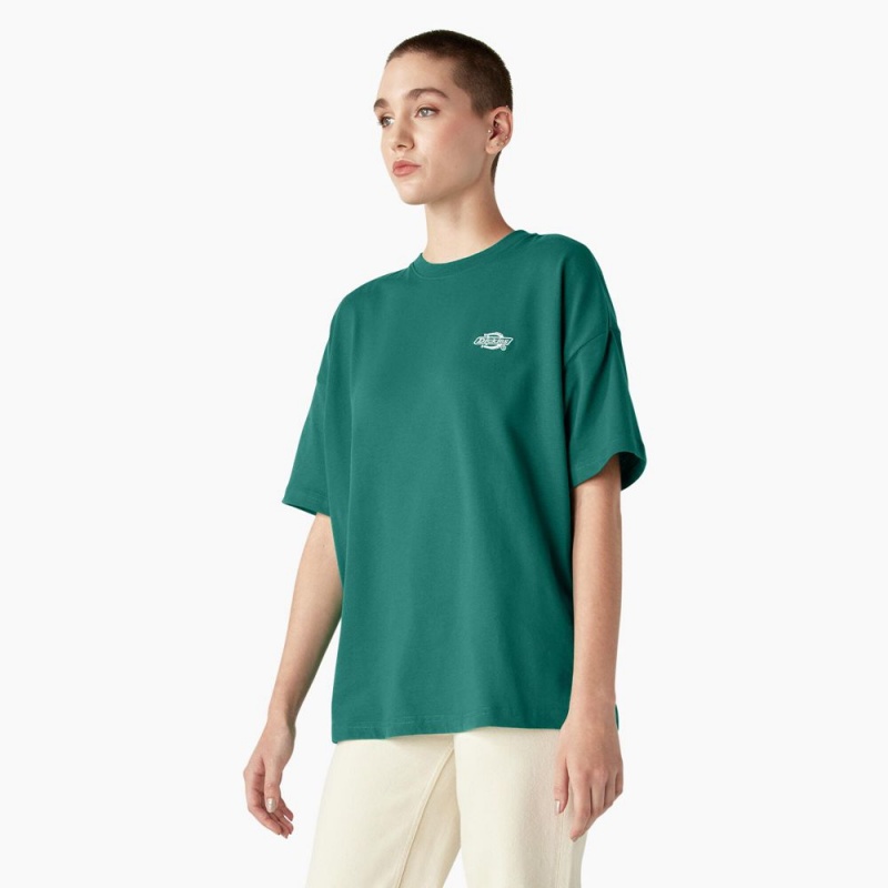 Green Women's Dickies Summerdale Short Sleeve T-Shirt | UXC531246