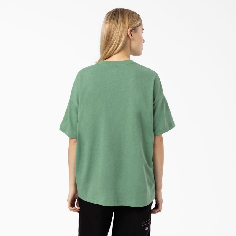 Green Women's Dickies Summerdale Short Sleeve T-Shirt | ABU504371