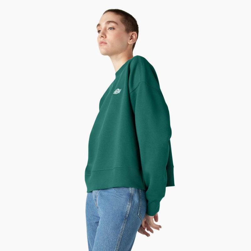 Green Women's Dickies Summerdale Sweatshirt | XDA352148