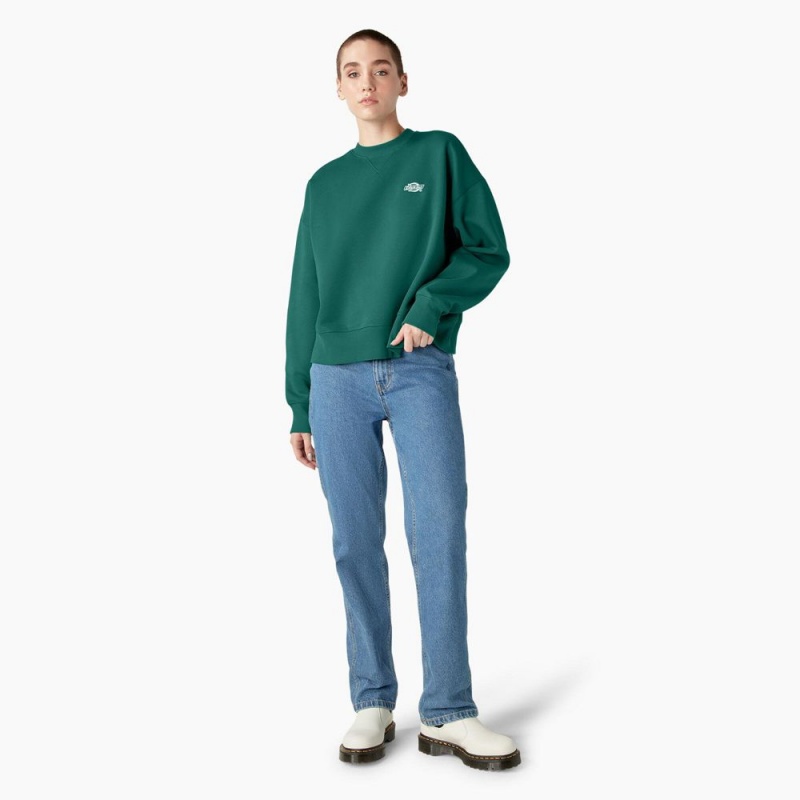 Green Women's Dickies Summerdale Sweatshirt | XDA352148