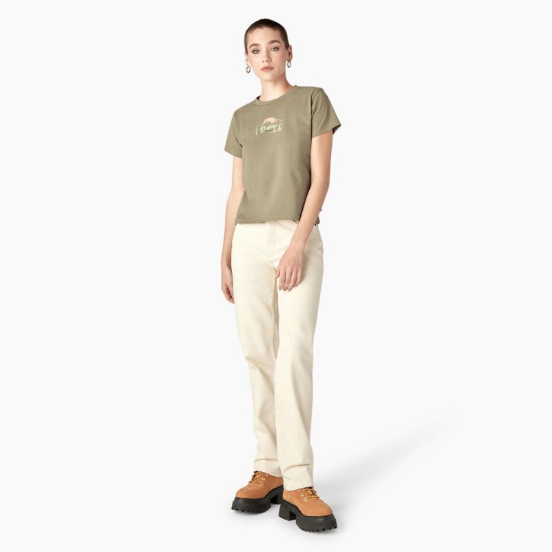 Green Women's Dickies Twill Ranch Graphic T-Shirt | XHV418702