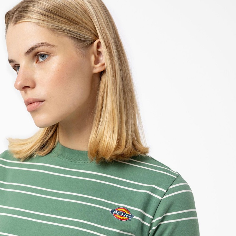 Green Women's Dickies Westover Striped T-Shirt | RJB481753