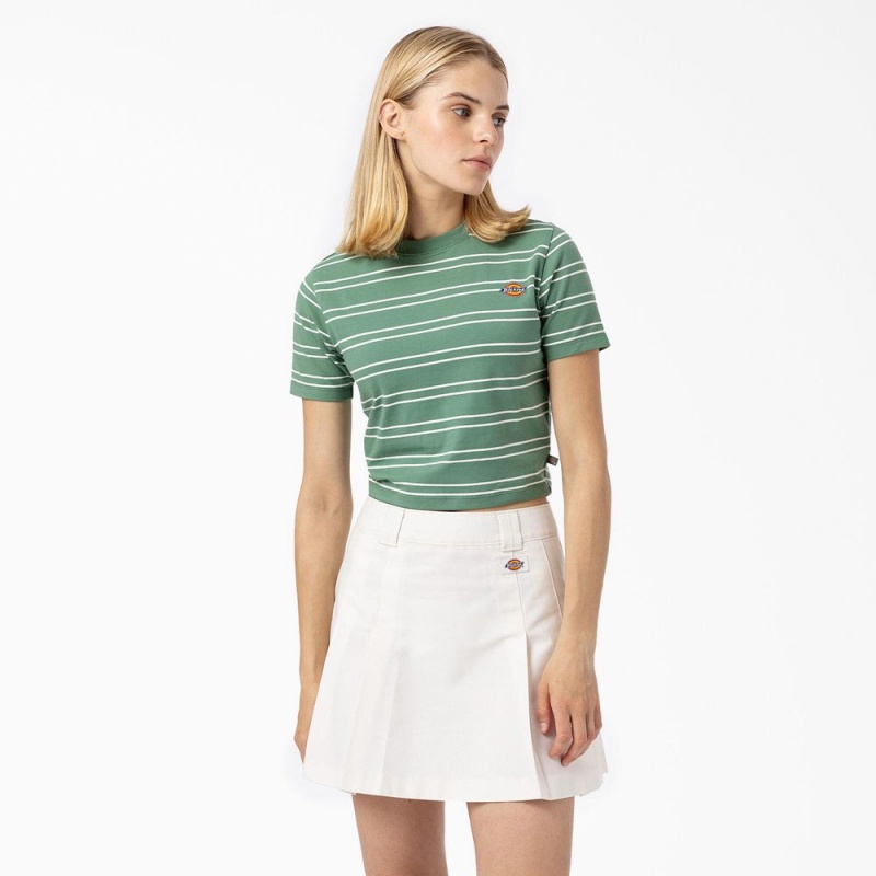 Green Women\'s Dickies Westover Striped T-Shirt | RJB481753