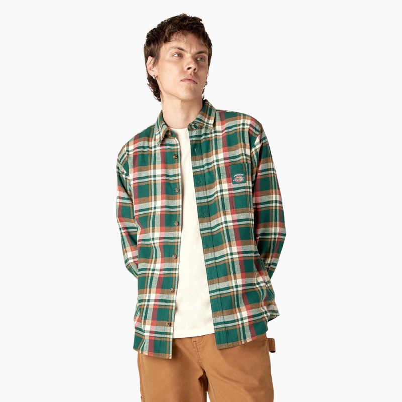 Green Women\'s Dickies x Jameson Flannel Shirt | YLN789651