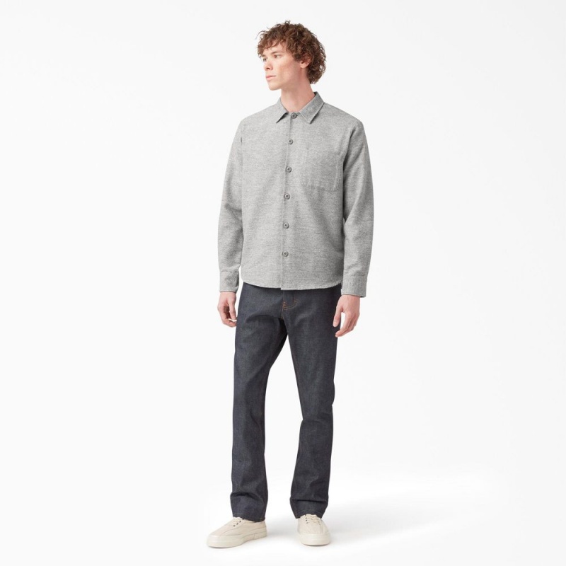 Grey Men's Dickies 1922 Long Sleeve Shirt | OKW064257